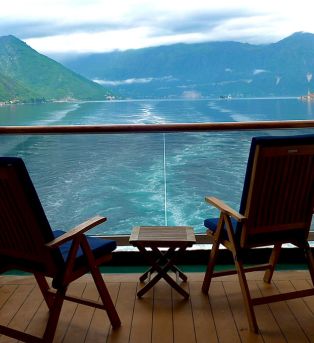 A view from the balcony of a cruise ship