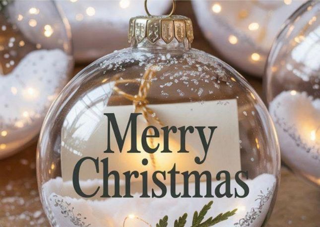 Christimas Ornament that says Merry Christmas on it.