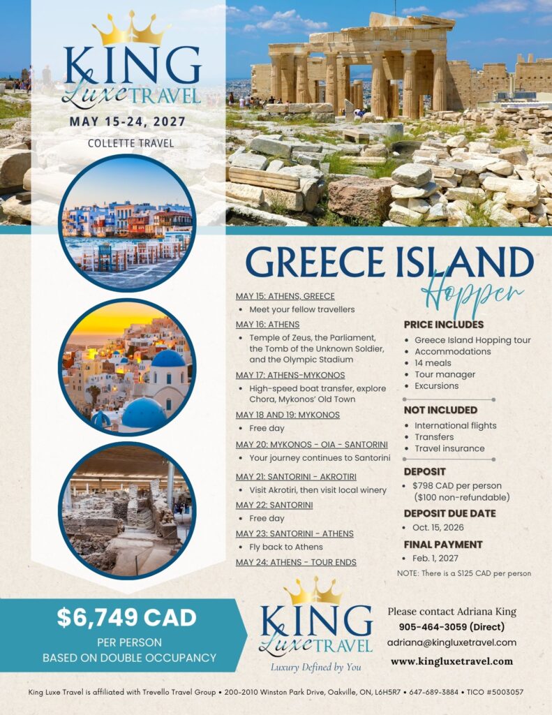 Collette flyer for Greece Island hopper tour