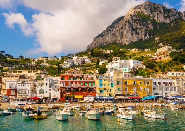 Cruise through Salerno Bay to the exclusive resort isle of Capri, for a full day of romantic scenery, incredible vistas and dolce-vita glamour.