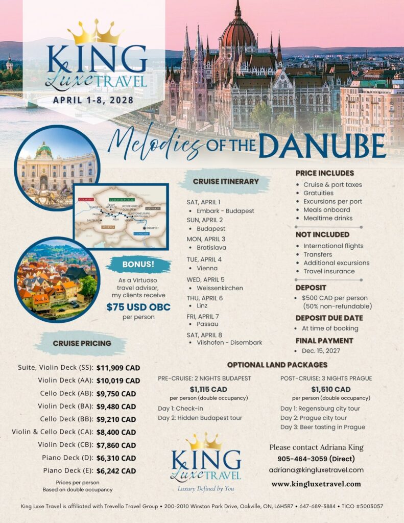 King Luxe Travel's flyer for AmaWaterways' Melodies of the Danube