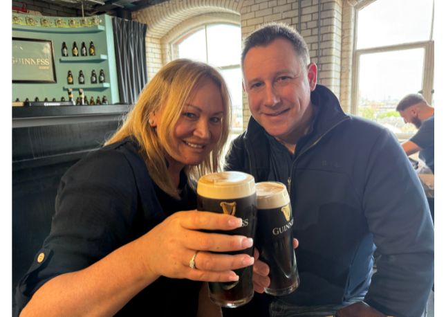 A couple at the World of Guinness Storehouse in Dublin.