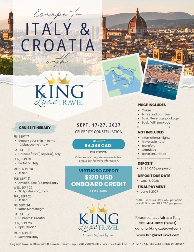 Updated flyer for the Italy & Croatia cruise